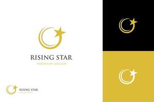 gouden ster luxe logo icoon ontwerp, elegant en modern stijgende lijn ster logotype ontwerp vector