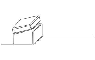 single doorlopend een lijn tekening van een karton doos. online boodschappen doen concept vector