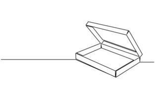 single doorlopend een lijn tekening van een karton doos. online boodschappen doen concept vector