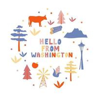 VS collectie. hallo uit Washington-thema. staat symbolen vector