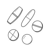 pillen en capsules tekening icoon. illustratie, medisch voorbereidende werkzaamheden. vector