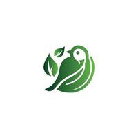 gemakkelijk vogel blad logo groen natuurlijk blad vogel logo. vliegend vogel bladeren logo ontwerp sjabloon logo ontwerp vector