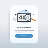 404 fout bladzijde niet gevonden .bedrijf concept app scherm. modern scherm sjabloon mobiel app. vector