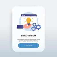 creatief idee en oplossing.ideeën uitwisseling concept app scherm. modern scherm sjabloon mobiel app. vector