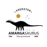 wijnoogst hipster dinosaurus, amargasaurus logo silhouet kunst icoon vector