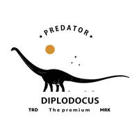 wijnoogst hipster dinosaurus, diplodocus logo silhouet kunst icoon vector