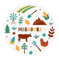 VS collectie. vectorillustratie van Missouri thema. staat symbolen vector