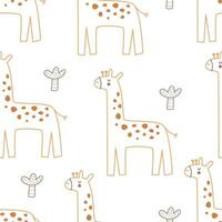 naadloos patroon met tekenfilm giraffe, decor elementen. vector