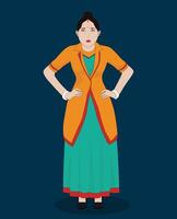 Indisch Dames voorkant visie tekenfilm karakter ontwerp vector