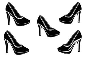 hoog hakken Dames mode schoenen silhouet vector