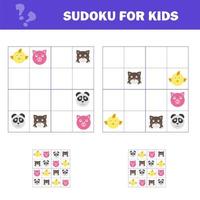 sudoku voor kinderen. spel voor kleuters, trainingslogica vector