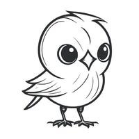 schattig vogel zwart en wit tekenfilm karakter ontwerp verzameling. wit achtergrond, dieren. vector