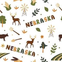 VS collectie. vectorillustratie van Nebraska thema. staat symbolen vector