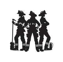 brandweerlieden groep houding silhouet illustratie vector
