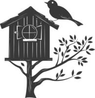 silhouet vogel huis zwart kleur enkel en alleen vector