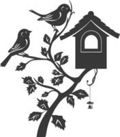 silhouet vogel huis zwart kleur enkel en alleen vector