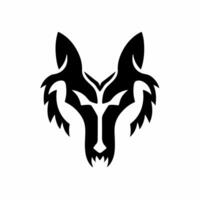 tribal wolf hoofd logo. tatoeëren ontwerp. stencil sticker illustratie vector