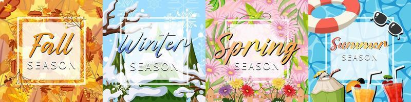 vier seizoenen typografische posters vector