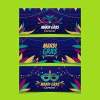 banner set van mardi gras carnaval vector