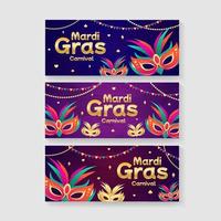 banners set van mardi gras carnaval vector