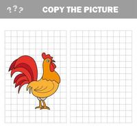 kopieer de afbeelding, het eenvoudige educatieve spel voor kleuters - cock vector