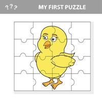 cartoon onderwijs puzzelspel voor kleuters met kip vector