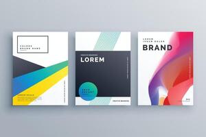 creatief bedrijf branding ontwerp met drie brochures in minimaal stijl voor presentatie vector