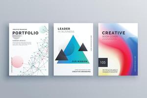 creatief brochure ontwerp teamel reeks in a4 grootte gemaakt met draad gaas, driehoek en vloeistof kleuren stijl vector