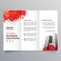 abstract rood inkt geklater drievoud brochure ontwerp sjabloon vector
