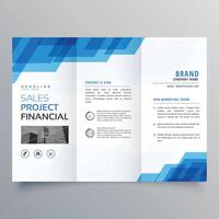 blauw meetkundig drievoud bedrijf brochure ontwerp sjabloon vector