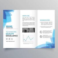 drievoud brochure sjabloon ontwerp met abstract blauw vormen vector