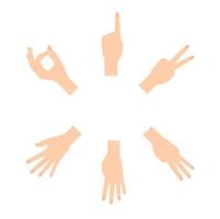 set van naturalistische hand silhouetten die de nummers 0, 1, 2, 3, 4, 5 tonen met flexie van de vingers. vectorillustratie vector