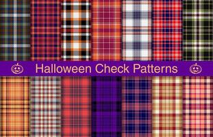 halloween plaid bundels, textiel ontwerp, geruit kleding stof patroon voor shirt, jurk, pak, omhulsel papier afdrukken, uitnodiging en geschenk kaart. vector