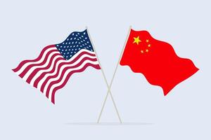 vlag van Verenigde Staten van Amerika en China samen. een symbool van vriendschap en samenwerking van staten. illustratie vector