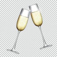 twee glas champagne geïsoleerd op transparante achtergrond. vector illustratie