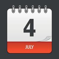 4 juli dagelijkse kalenderpictogram. vector illustratie embleem. element van ontwerp voor decoratie kantoordocumenten en toepassingen. logo van dag, datum, maand en vakantie. Onafhankelijkheidsdag