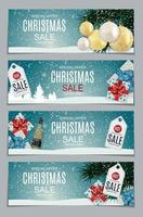 abstract vectorillustratie kerstmis verkoop, speciale aanbieding achtergrond met geschenkdoos en gouden bal. winter hete kortingskaartsjabloon vector