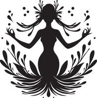 illustratie van meermin silhouet, Dames met visstaart vector