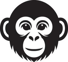 aap gezicht illustratie vlak zwart en wit clip art icoon ontwerp sjabloon vector