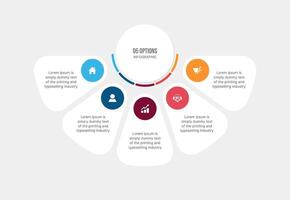 creatief cirkel infographic sjabloon ontwerp met 5 stappen opties vector