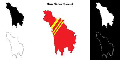 gaas Tibetaans blanco schets kaart reeks vector
