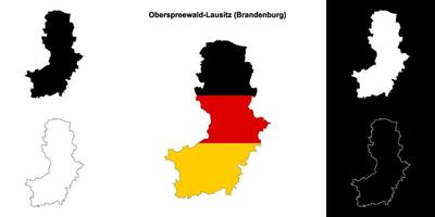 oberspreewald-lausitz, Brandenburg blanco schets kaart reeks vector