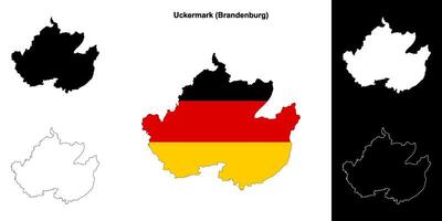 uckermark, Brandenburg blanco schets kaart reeks vector