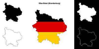 elbe-elster, Brandenburg blanco schets kaart reeks vector