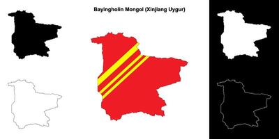 bayingholin Mongol blanco schets kaart reeks vector