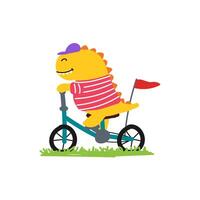 schattig dino Aan fiets illustratie voor kleding stof, textiel en afdrukken vector