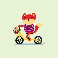 schattig vos Aan fiets illustratie voor kleding stof, textiel en afdrukken vector