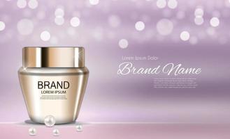 ontwerp cosmetica productsjabloon voor advertenties of tijdschriftachtergrond. 3D-realistische vectorillustratie vector