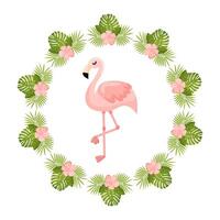 tropisch bloemen en flamingo zomer banier, grafisch achtergrond, exotisch bloemen uitnodiging, folder of kaart. vector