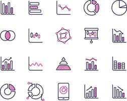 icoon lijn dubbel toon thema tabel en diagram vector